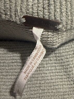 Free People Cream Knit Hoodie with Metal Logo Tag